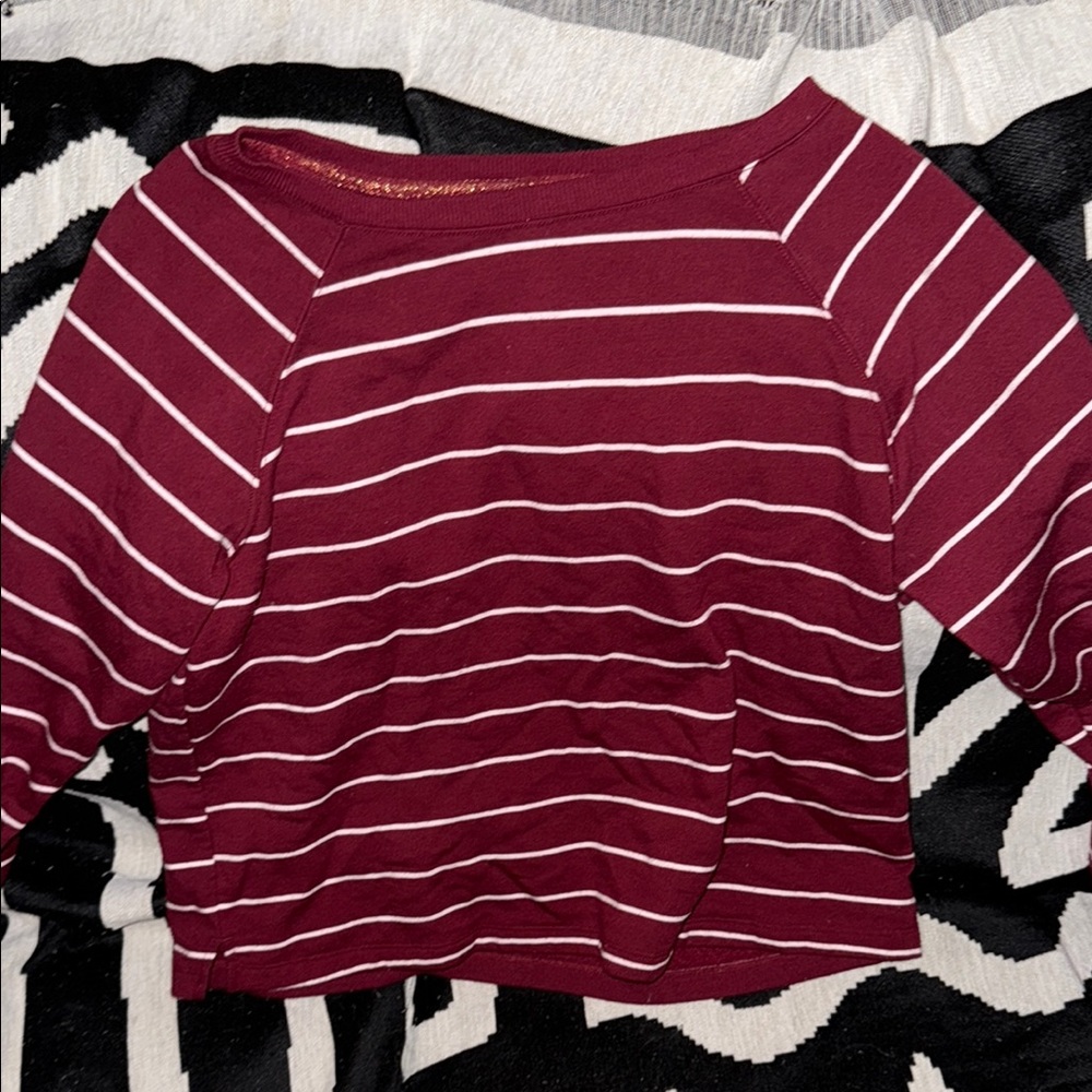 Stars Above Burgundy Striped Sweatshirt
